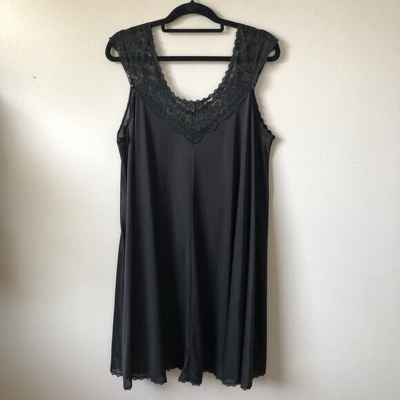 Vintage Miss Elaine Nightgown Large Lace Rosette Antron Nylon Union Made 1980s - Picture 5 of 12